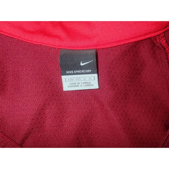 Nike Sphere Dry 1/2 Zip Athletic Cycling Running Shirt Women L Long Sleeve RED - Picture 6 of 6